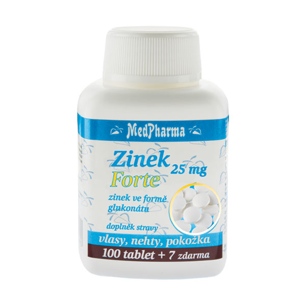 Zinek 25 mg Forte ve formě glukonátu, 107 tablet