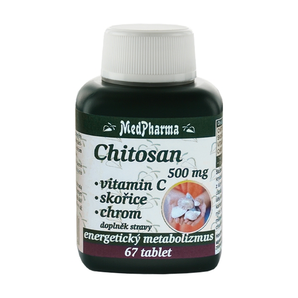 Chitosan 500 mg + vitamin C + skořice + chrom, 67 tablet