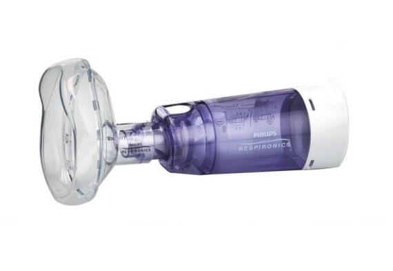 Antistatický inhalační nástavec s ventilem a střední dětská inhalační maska Philips Respironics Optichamber Diamond